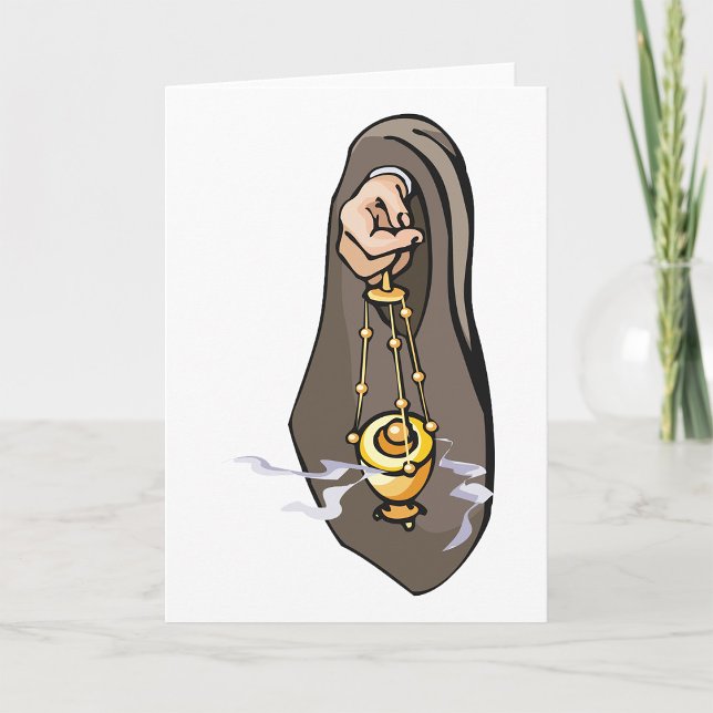 Cartão Culto Religioso do Censer Incenso Católico (Criador carregado)