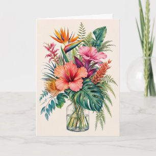 Cartão Cumprimento Botânico Tropical Hibisco Floral Em Br