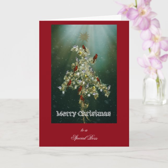 Cartão Cumprimento de Natal Goldenrod & Songbirds (Orquídea)