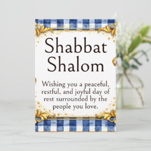 Cartão Cumprimento de Shabbat Shalom, Xadrezinho Azul Bra