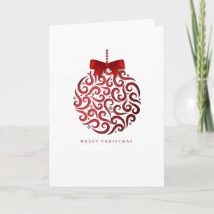 Cartão Cumprimento dobrado da foto do Natal Bauble bonito