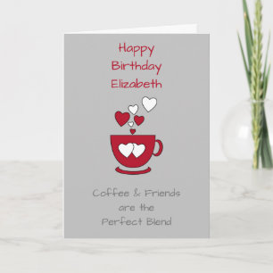 Cartão Cumprimentos de aniversário do Grey Coffee & Frien