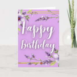 Cartão Cumprimentos de Aniversário Feliz com Aquarela Flo
