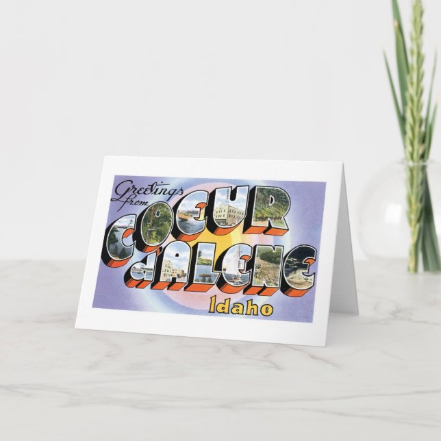 Cartão Cumprimentos do d'Alene de Coeur, Idaho! (Frente)