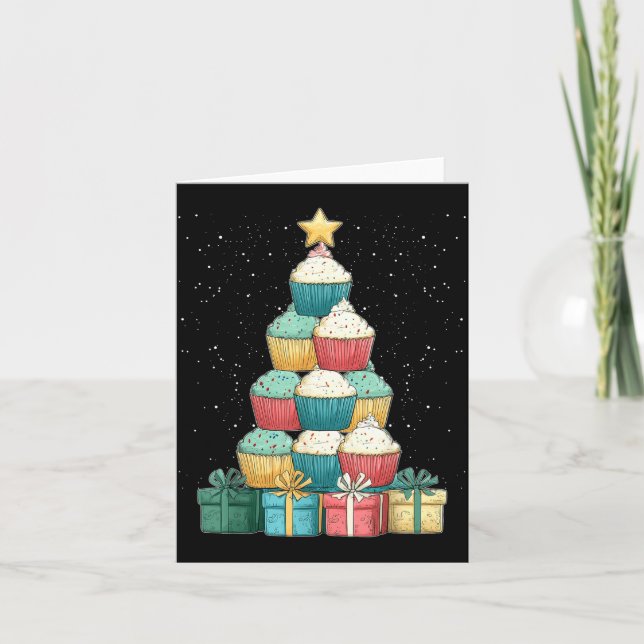 Cartão Cupcake Baking Baker Christmas Tree Xmas  (Frente)