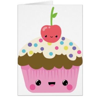 Cartão Cupcake bonito de Kawaii