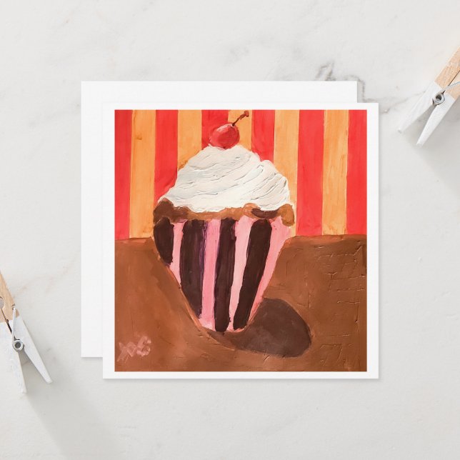 Cartão Cupcake com cobertura de baunilha (Frente/Verso In Situ)