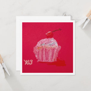 Cartão Cupcake com cobertura de morango