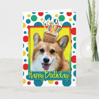 Cartão Cupcake de aniversário - Corgi - Owen