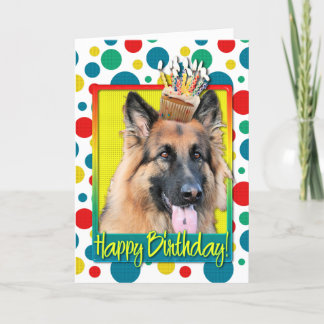 Cartão Cupcake de aniversário - German shepherd - Oportun
