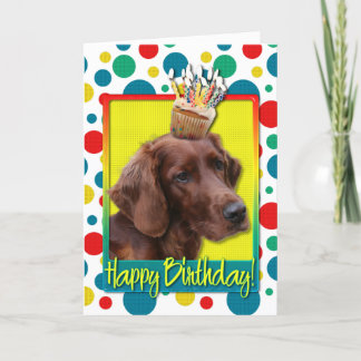 Cartão Cupcake de aniversário - Irish Setter