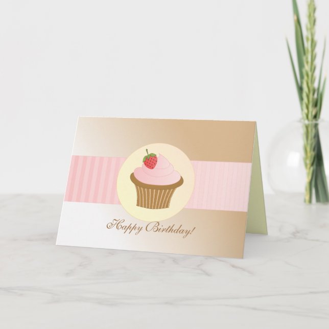 Cartão Cupcake de Aniversário na moda (Frente)