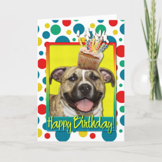 Cartão Cupcake de aniversário - Pitbull - Tigre