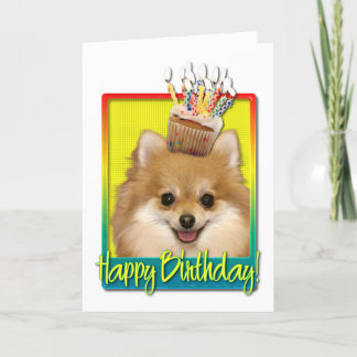 Cartão Cupcake de aniversário - Pomeraniano