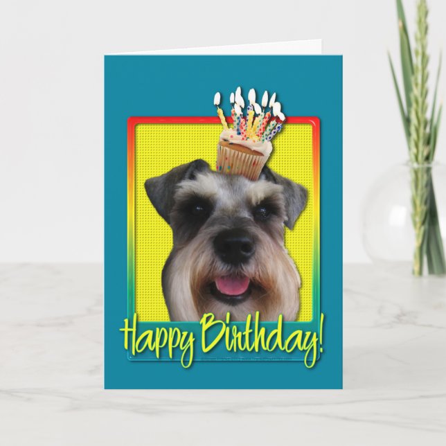 Cartão Cupcake de aniversário - Schnauzer (Frente)