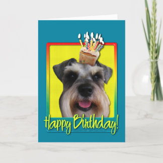 Cartão Cupcake de aniversário - Schnauzer