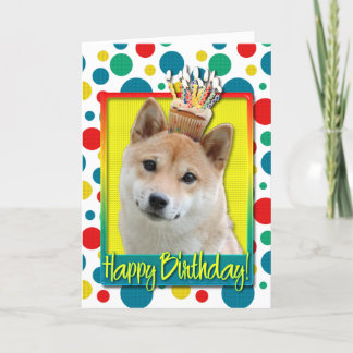 Cartão Cupcake de aniversário - Shiba Inu