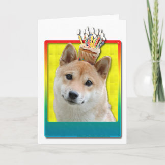 Cartão Cupcake de aniversário - Shiba Inu