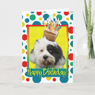 Cartão Cupcake de aniversário - Tibetano Terrier