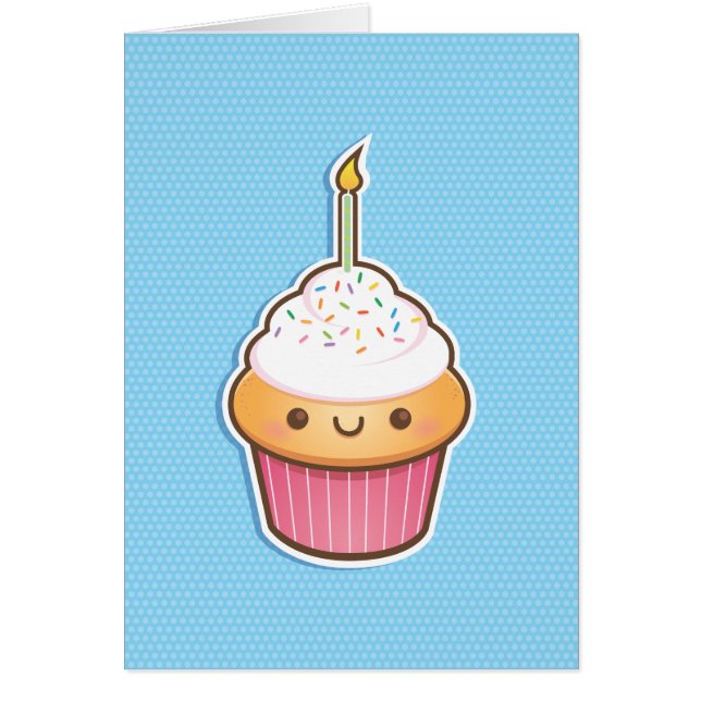 Cartão Cupcake de Kawaii (Frente)