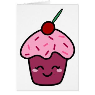 Cartão Cupcake de Kawaii