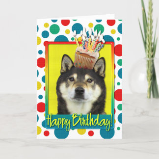 Cartão Cupcake do aniversário - Shiba Inu - Yasha
