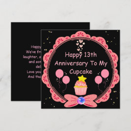 Cartão Cupcake Engraçado 13 do Aniversário Esposa Rosa La