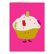 Cupcake gomoso de sorriso do urso