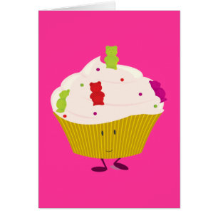 Cartão Cupcake gomoso de sorriso do urso