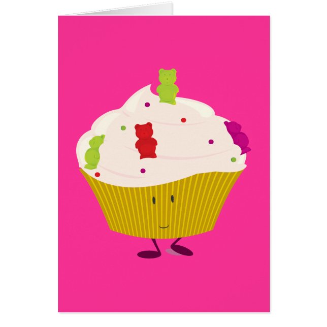 Cartão Cupcake gomoso de sorriso do urso (Frente)