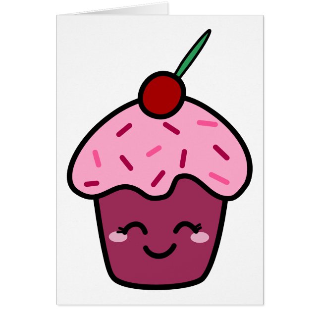 Cartão Cupcake Kawaii (Frente)