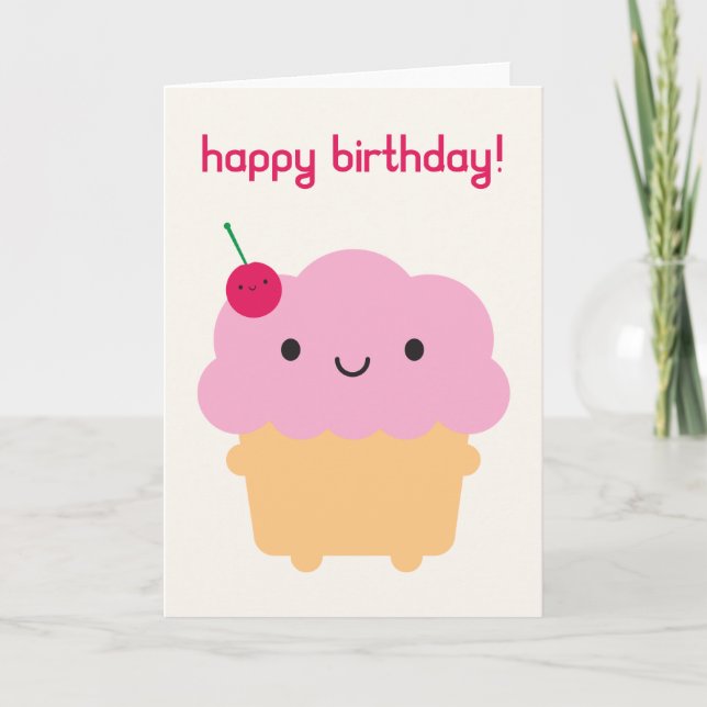 Cartão Cupcake Kawaii (Frente)