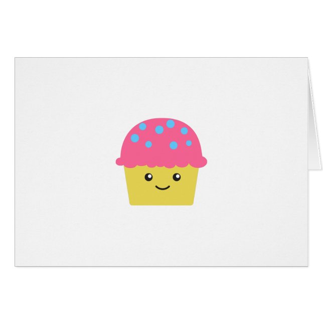 Cartão Cupcake Kawaii Cute (Frente horizontal)
