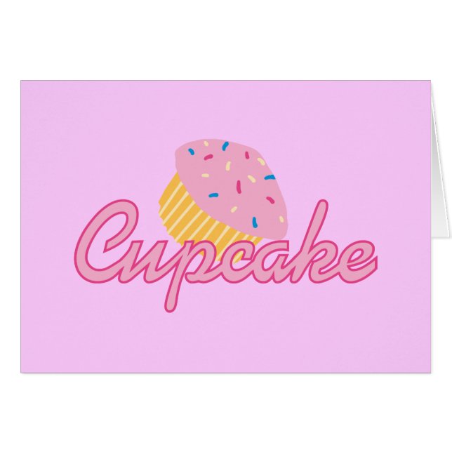 Cartão Cupcake rosa (Frente Horizontal)