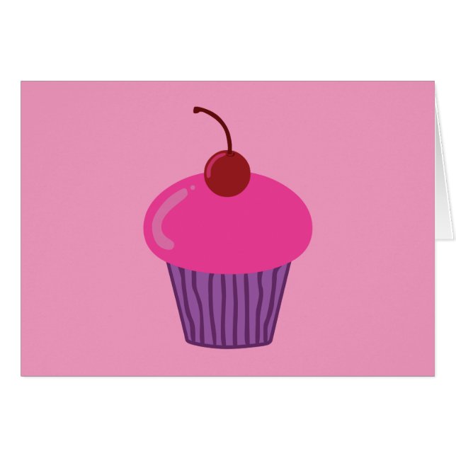 Cartão Cupcake rosa (Frente Horizontal)