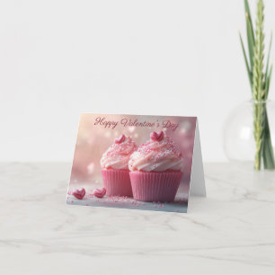 Cartão Cupcakes bonitos com saudação de Dia de os namorad