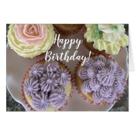 Cartão Cupcakes com Buttercream Decorado para o Seu Anive