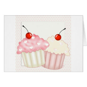 Cartão Cupcakes cor-de-rosa