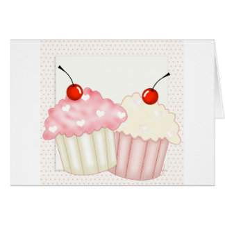 Cartão Cupcakes cor-de-rosa
