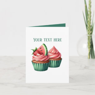 Cartão Cupcakes customizáveis de melancia fofos
