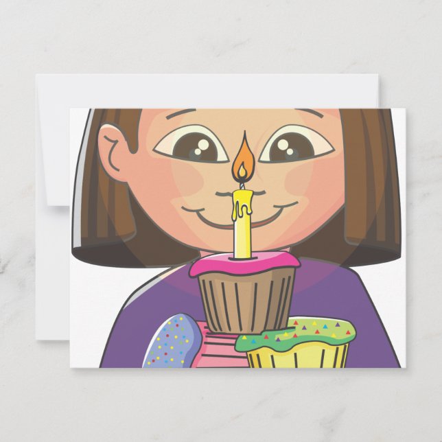 Cartão Cupcakes da menina do aniversário (Frente)