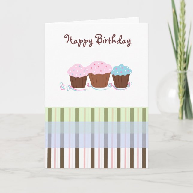 Cartão Cupcakes de aniversário (Frente)