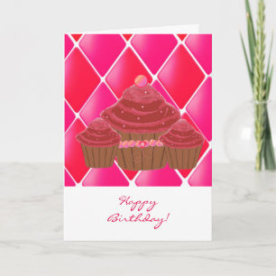 Cartão Cupcakes de Aniversário de Velvet Vermelho