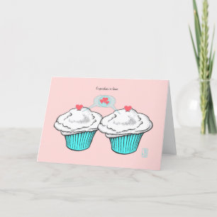 Cartão Cupcakes no amor VanillaVanillaBlueNamorados