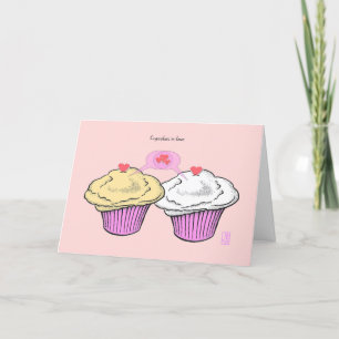 Cartão Cupcakes no amorNamorados VanillaPinkPink