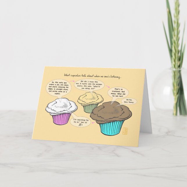 Cartão Cupcakes Talk Happy Pi Day Greeting Card (Frente)