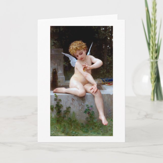 Cartão Cupido com borboleta, Bouguereau (Frente)