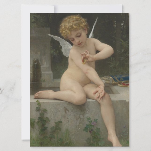 Cartão Cupido com borboleta (por Bouguereau) (Frente)