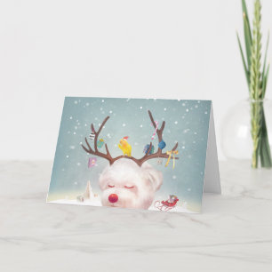 Cartão Cupido em Reindeer Antlers