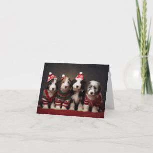 Cartão Cuppies de Collie com cartazes de Natal